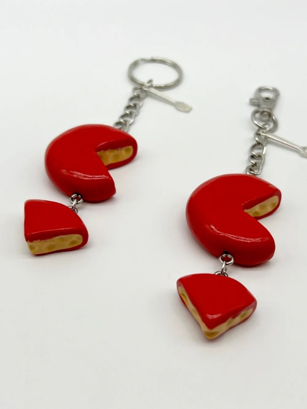 Brie & Gouda Cheese Keychain or Bag Clip | Handmade Cheese Rounds Accessory